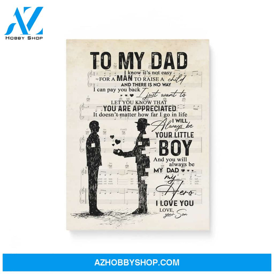 Gift for Dad from Son Dad and Son gift Sheet Music Canvas