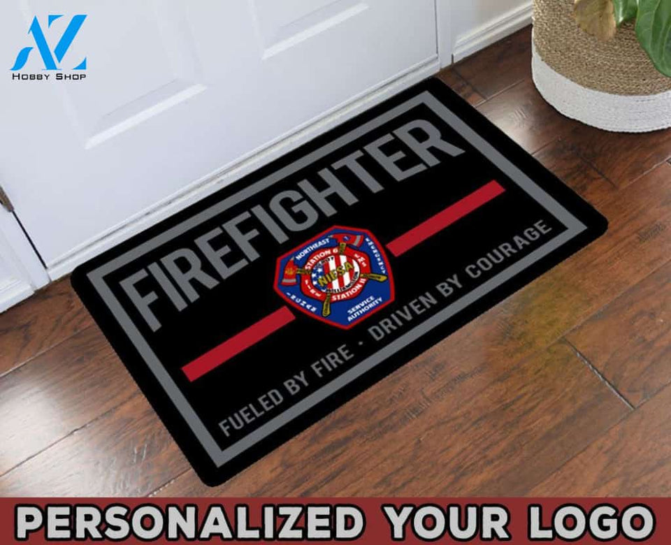 Fueled By Fire Driven By Courage Personalized Doormat 23.6" x 15.7" | Welcome Mat | House Warming Gift