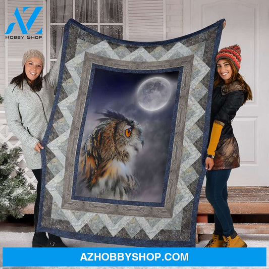 Full Moon Owl Fleece Blanket
