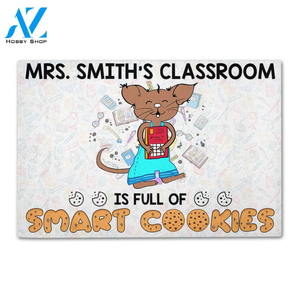 Personalized Back To School Ideas Teacher Full of smart cookies Custom Classroom Doormat