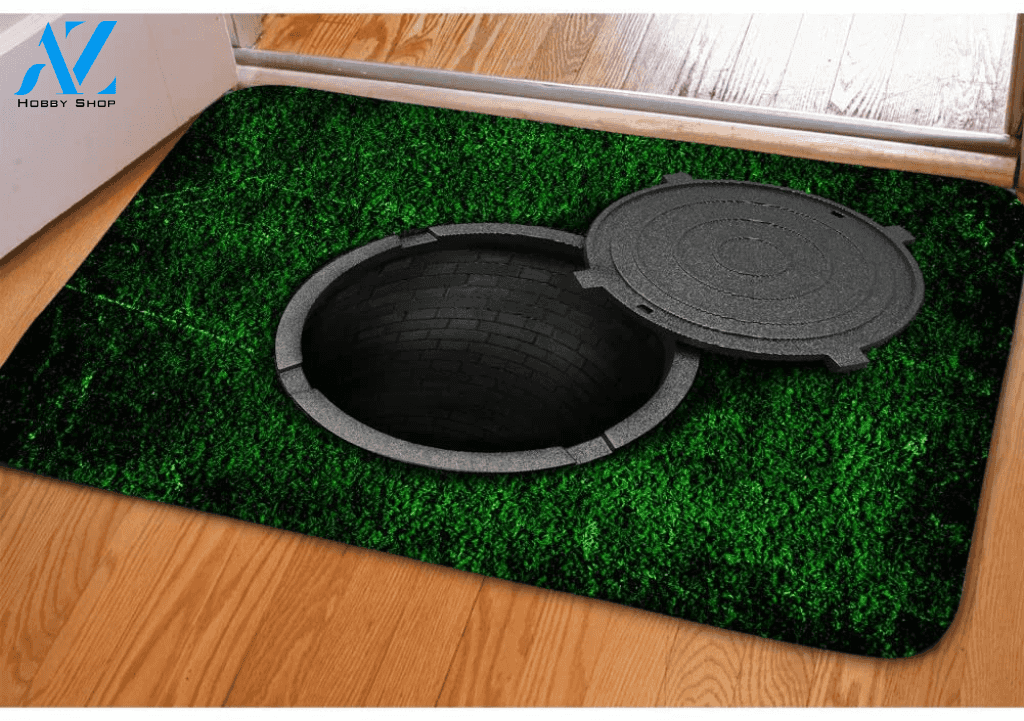 Funny 3D Manhole Traps Door Indoor And Outdoor Doormat Gift For Friend Family Decor Warm House Gift Welcome Mat 2