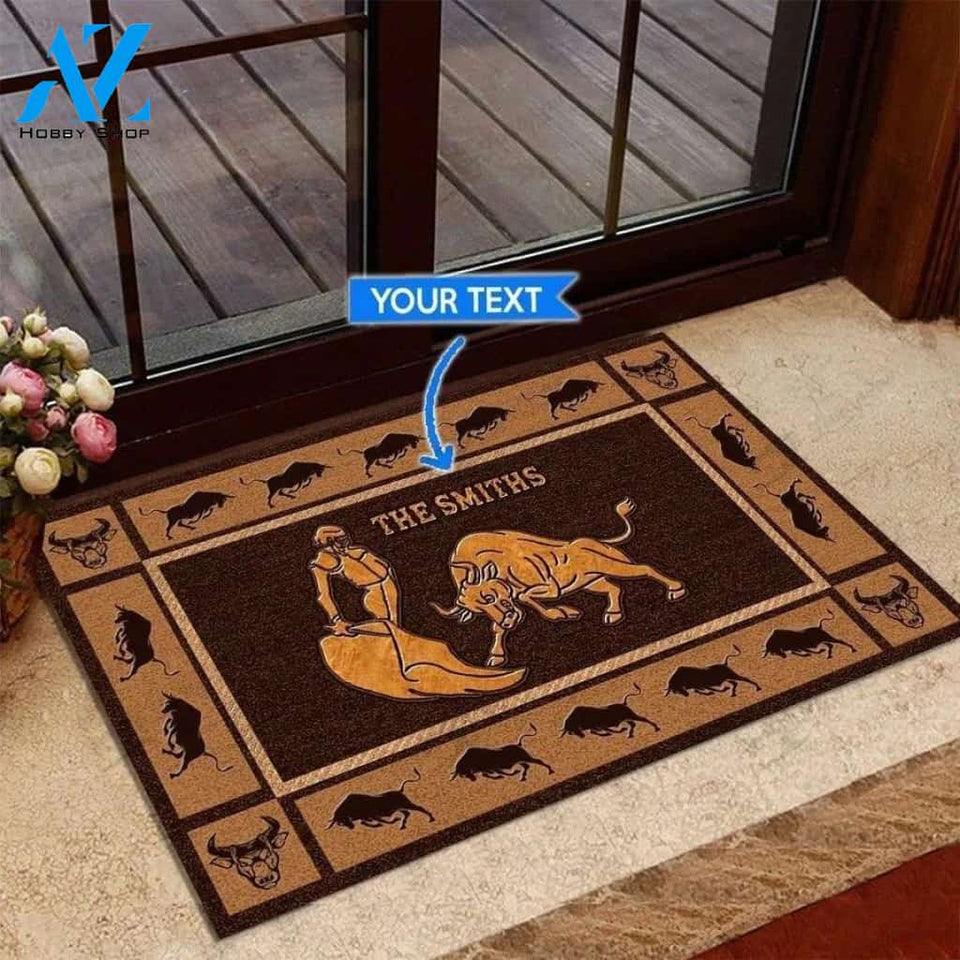 Funny Bullfighting Personalized Doormat | Welcome Mat | House Warming Gift