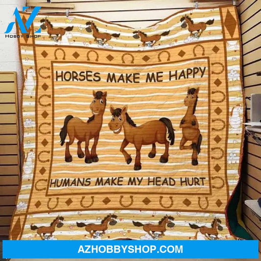 Funny Cartoon Horse By Quote Fleece Blanket Gifts For Birthday Christmas Thanksgiving Home Decor Bedding Couch Sofa Soft And Comfy Cozy
