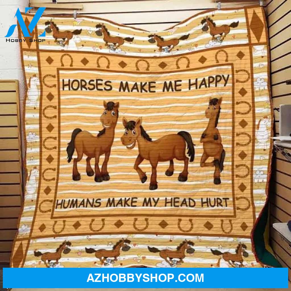 Funny Cartoon Horse By Quote Fleece Blanket Gifts For Birthday Christmas Thanksgiving Home Decor Bedding Couch Sofa Soft And Comfy Cozy