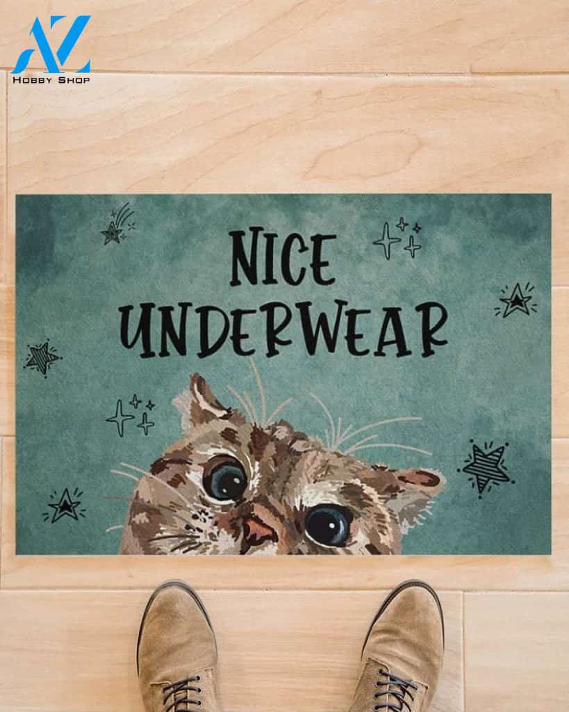 Funny Cat Nice Underwear Doormat, Cat House Doormat, Cat Lovers Gift, Personalized Welcome Mat, Home Doormat, Closing Gift, New Home