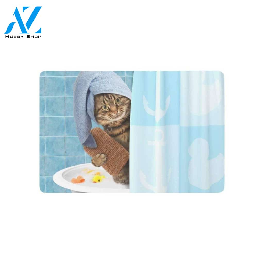Funny Cat Taking A Bath Door Mat Home Decor Doormat Welcome Mat House Warming Gift Home Decor Gift for Cat Lovers Funny Doormat Gift Idea