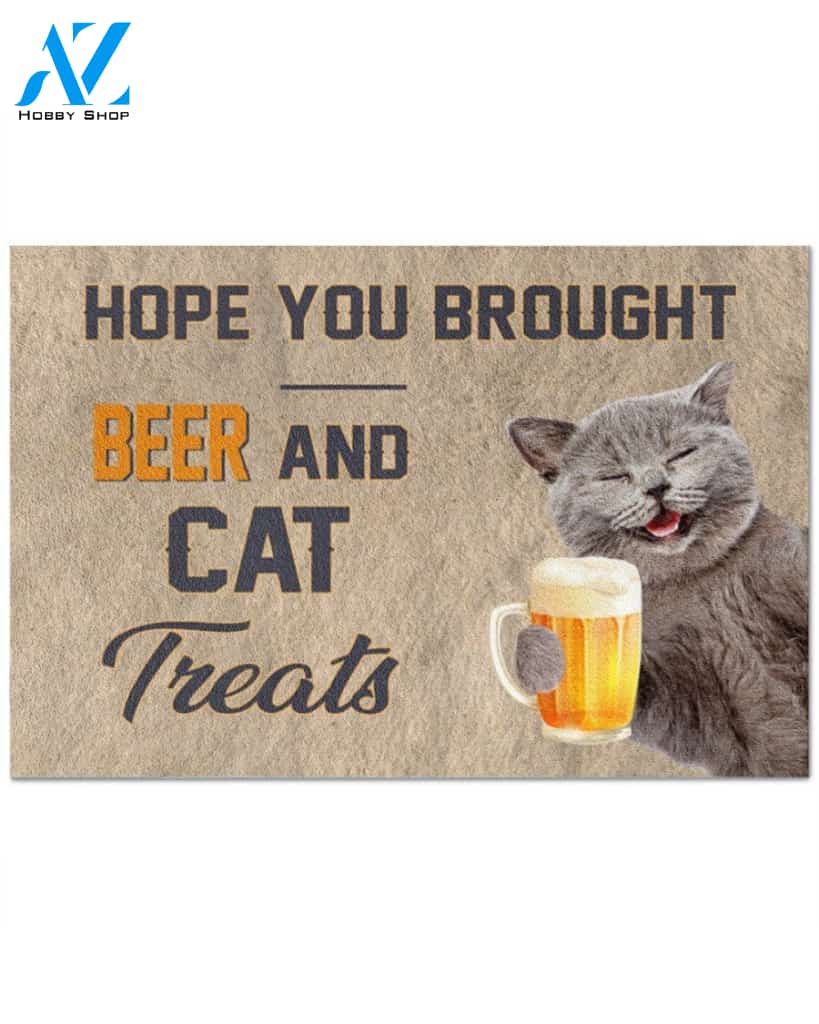 Funny Cat With Beer DoorMat | Felt And Rubber | 40x60 cm | 45x75 cm | 60x90 cm | Colorful | DO1633
