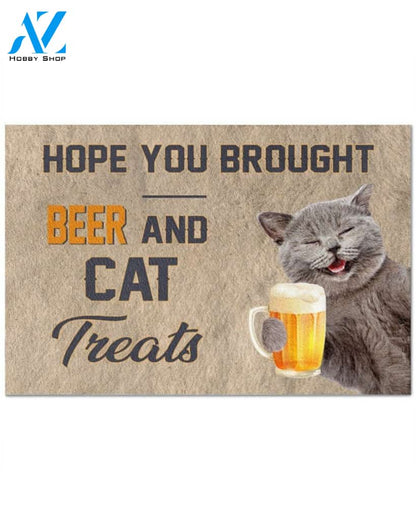 Funny Cat With Beer DoorMat | Felt And Rubber | 40x60 cm | 45x75 cm | 60x90 cm | Colorful | DO1633