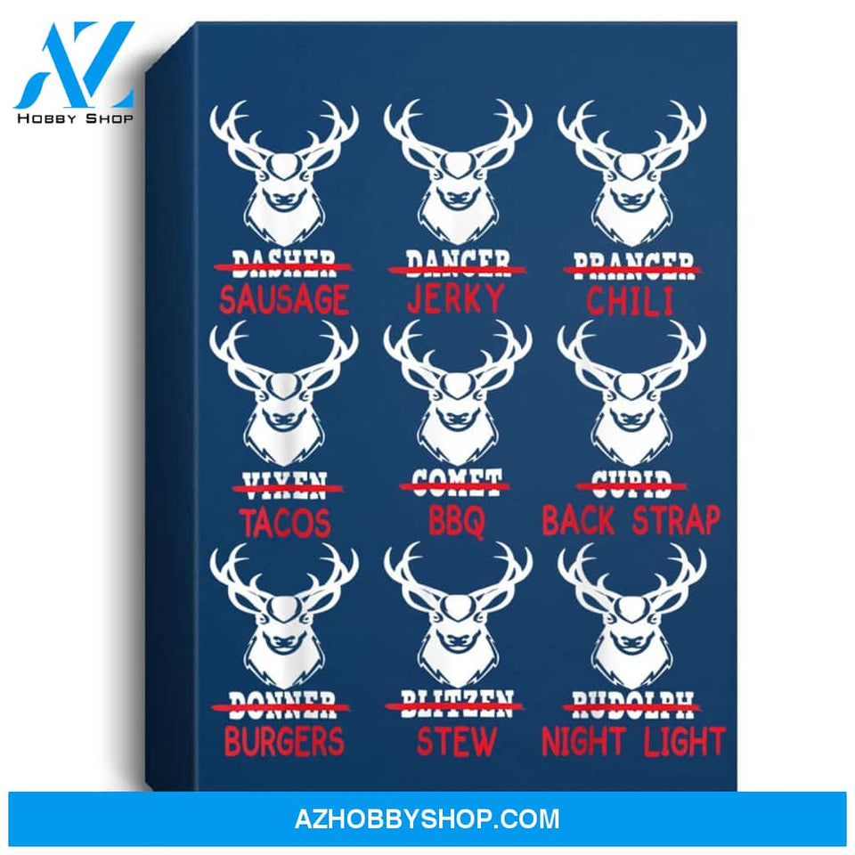 Funny Christmas Deer Bow Hunting Santa Men Women Hunter Gift Portrait Canvas