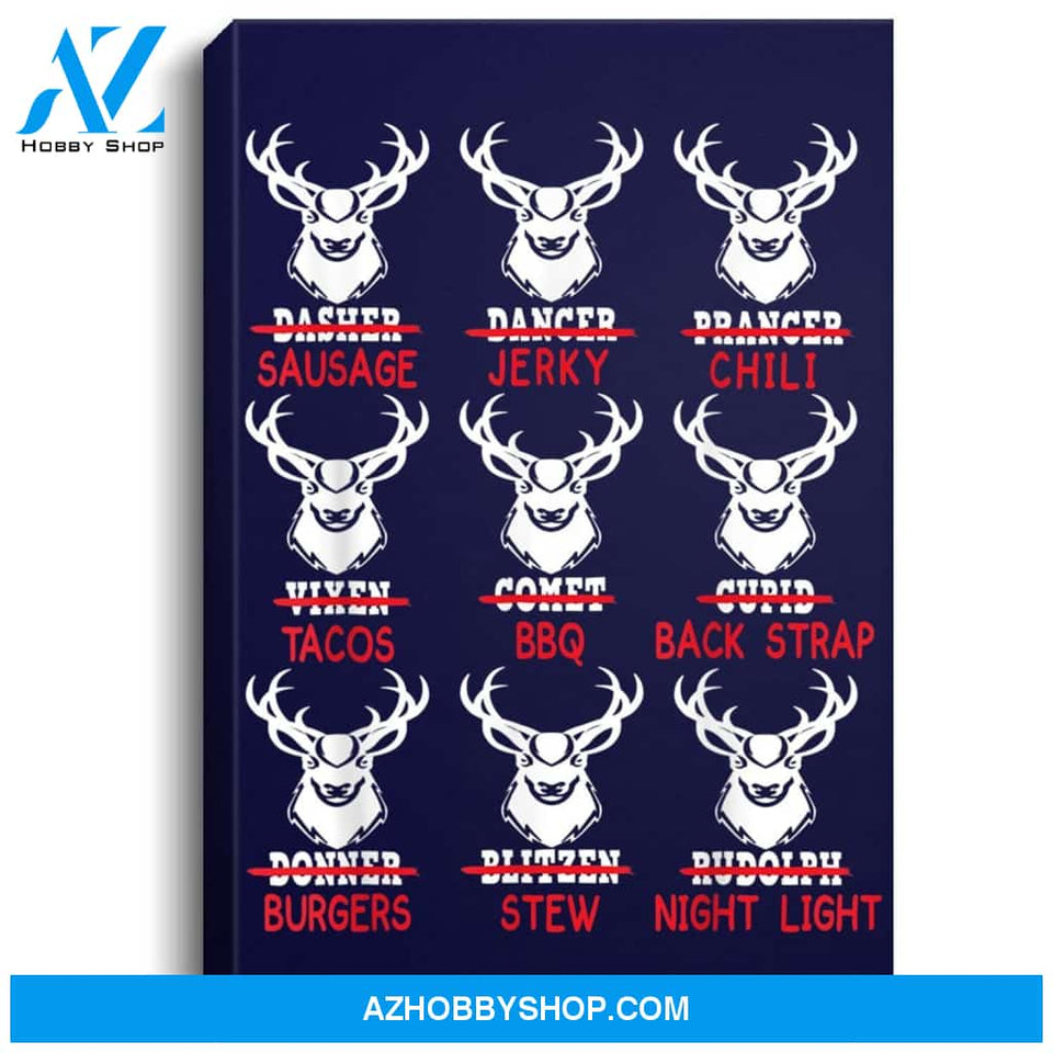 Funny Christmas Deer Bow Hunting Santa Men Women Hunter Gift Portrait Canvas