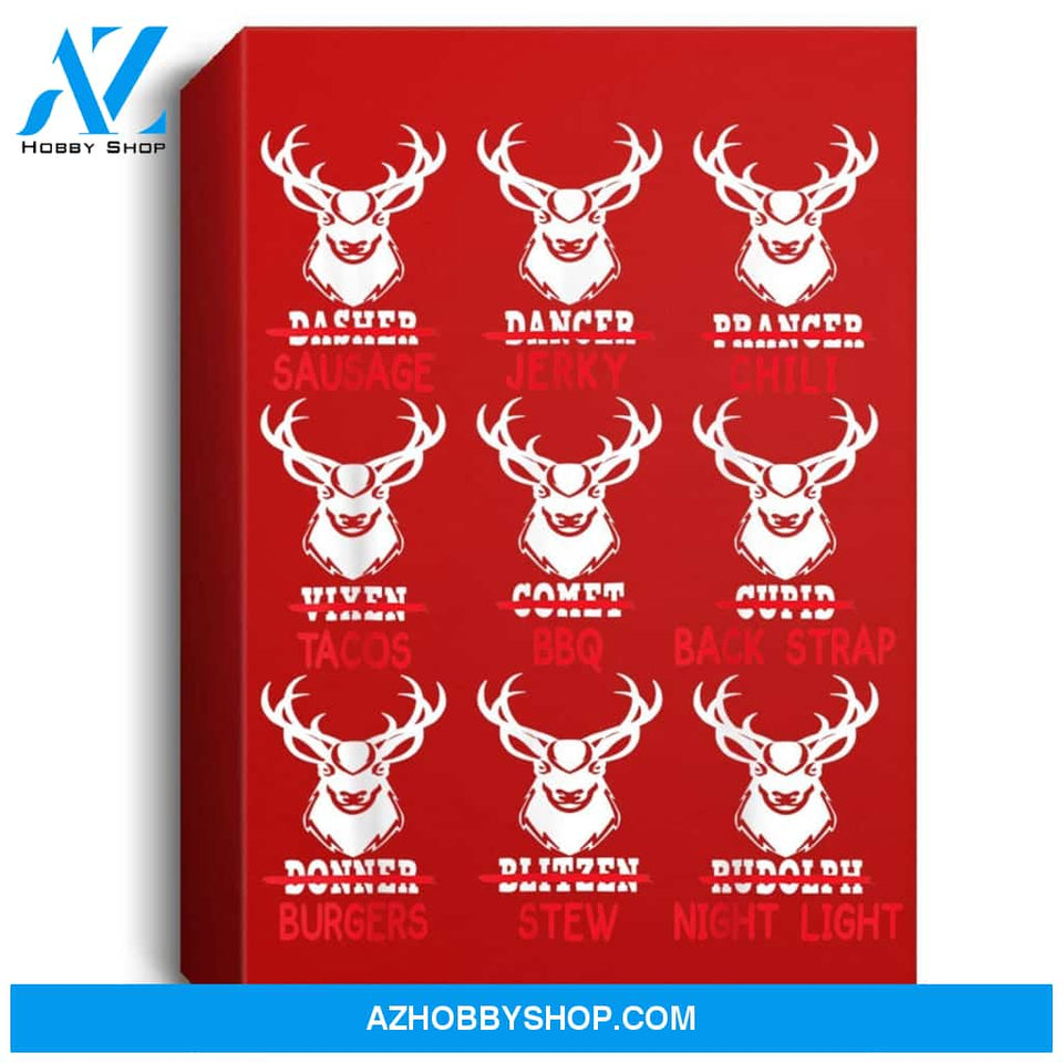 Funny Christmas Deer Bow Hunting Santa Men Women Hunter Gift Portrait Canvas