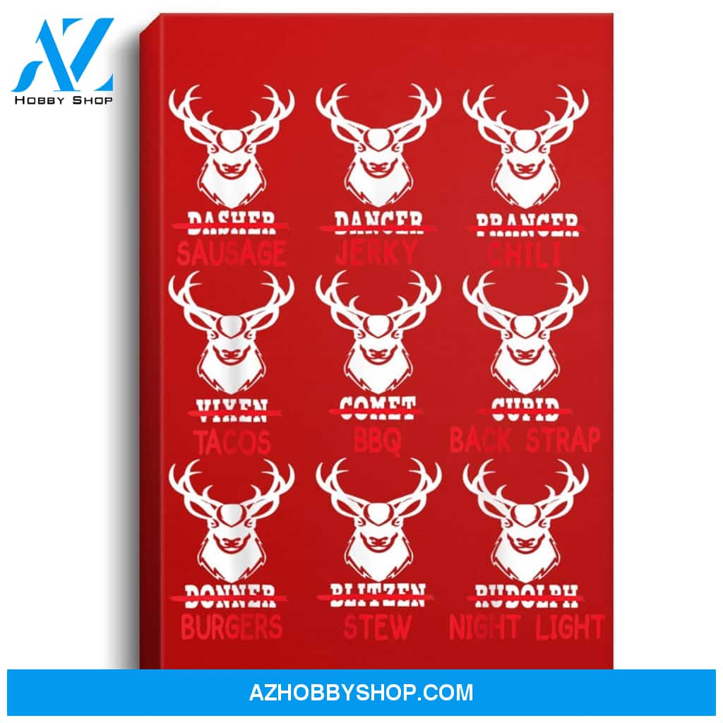 Funny Christmas Deer Bow Hunting Santa Men Women Hunter Gift Portrait Canvas
