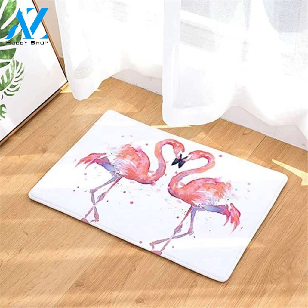 Funny Couple Flamingo Doormat, Cute Flamingo Couple Welcome Mat House Warming Gift Home Decor Funny Doormat Gift Idea