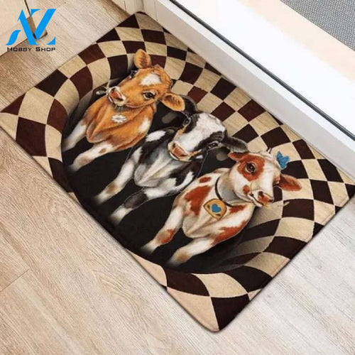 Funny Cow Easy Clean Welcome DoorMat | Felt And Rubber
