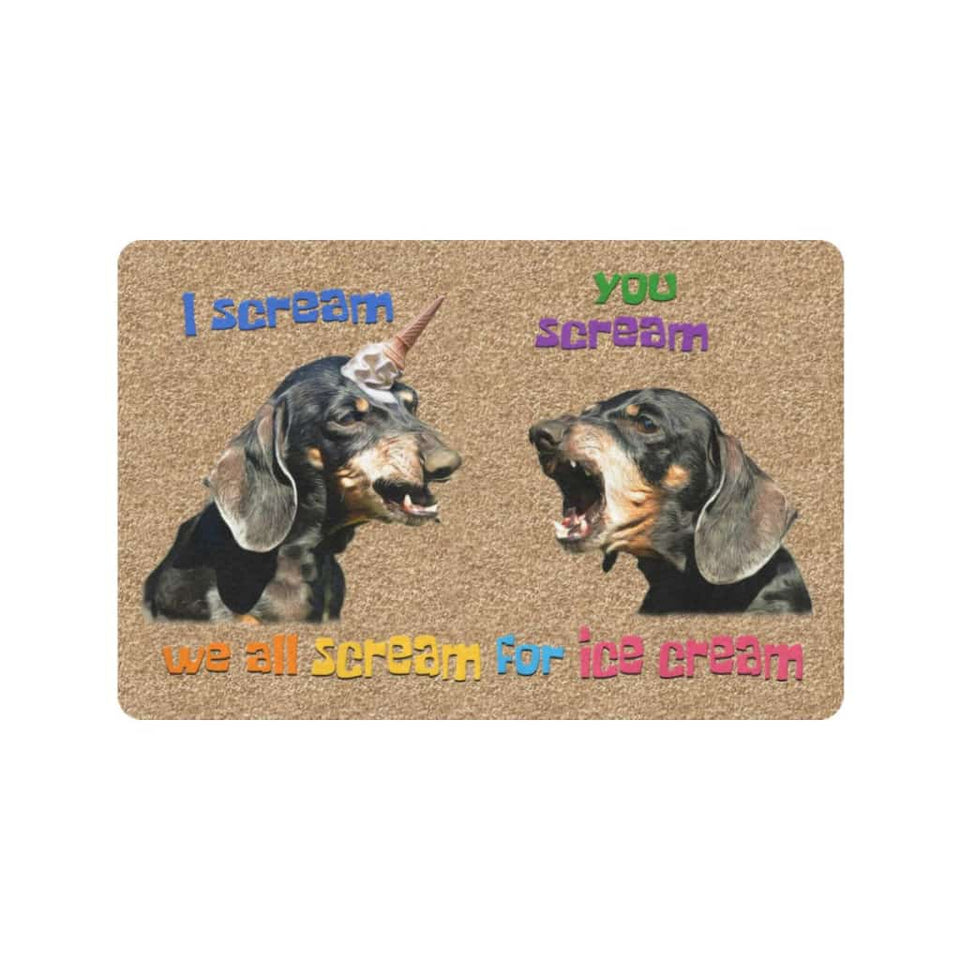 Funny Dachshund Scream For Ice Cream Doormat Welcome Mat