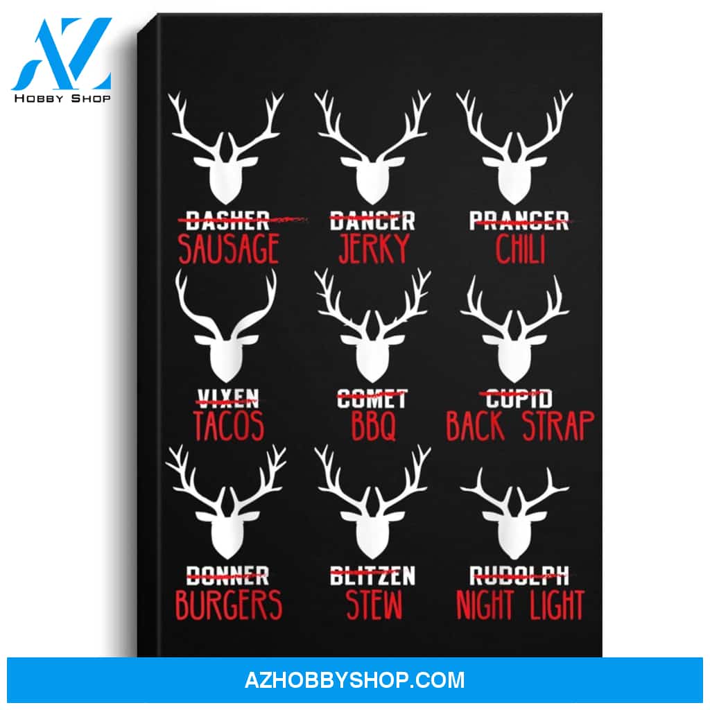 Funny Deer Design - Hunters All Of Santas Reindeer Design Portrait Canvas