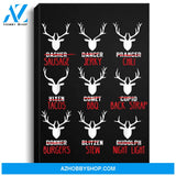 Funny Deer Design - Hunters All Of Santas Reindeer Design Portrait Canvas