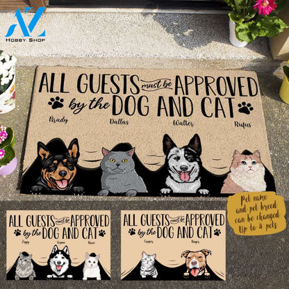 Funny Dog and Naive Cat, All Guest Must Be Approved By The Dogs And Cats Personalized Doormat