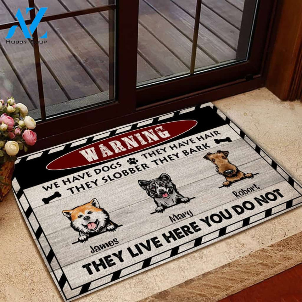 Funny Dog, Warning We Have Dogs Personalized Doormat