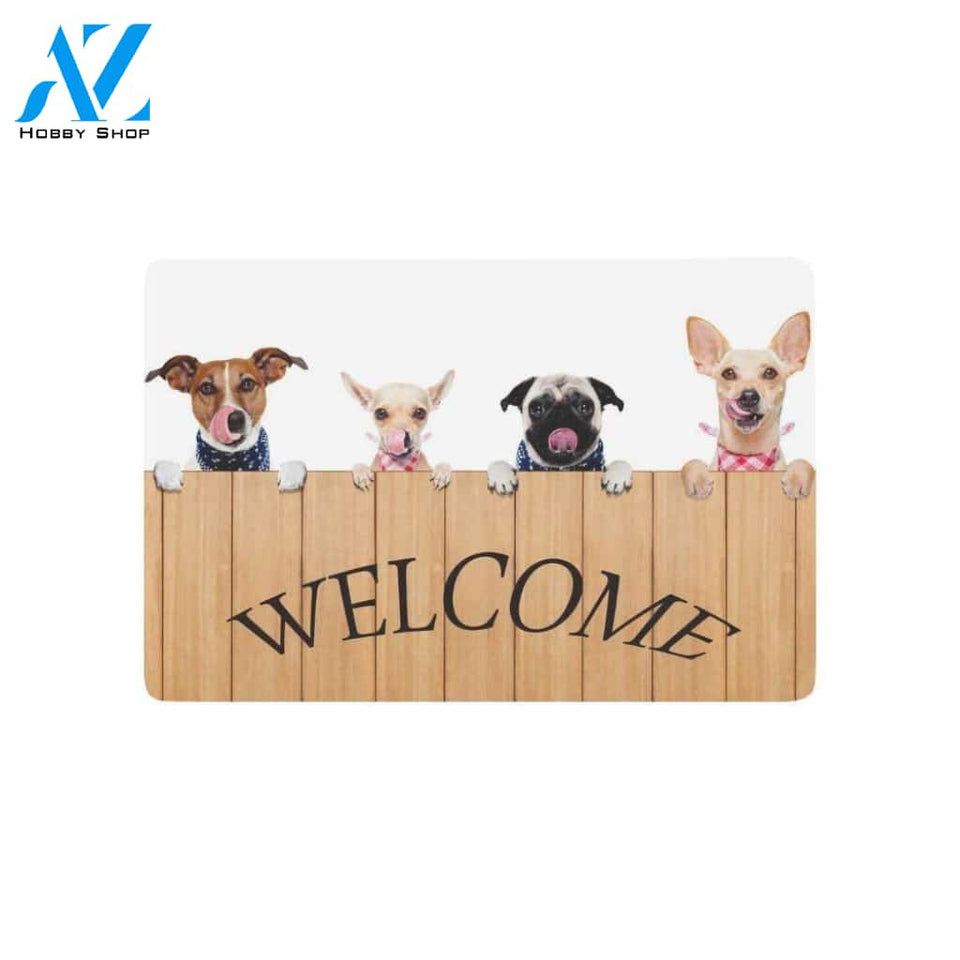 Funny Dogs With Welcome Doormat Welcome Mat House Warming Gift Home Decor Gift for Dog Lovers Funny Doormat Gift Idea