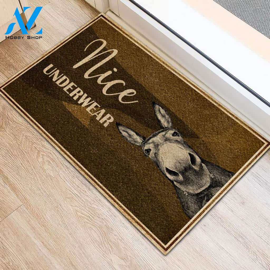 Funny Donkey Nice Underwear Doormat, Donkey Lover, Farm Animal Doormat, Family Gift, Home And Living