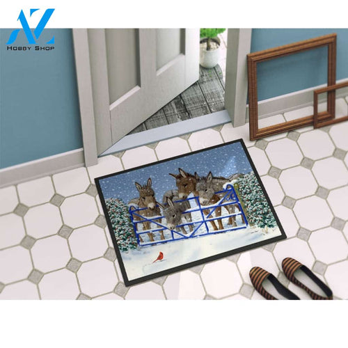 Funny Donkeys And Cardinal Floor Rug Doormat Welcome Mat House Warming Gift Home Decor Gift for Animal Lovers Funny Doormat Gift Idea