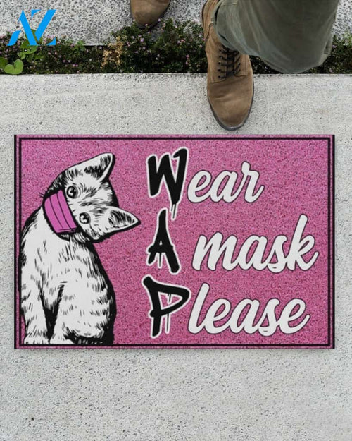 Funny Doormat Wear A Mask Please Quote Doormat Welcome Mat House Warming Gift Home Decor Gift for Cat Lovers Funny Doormat Gift Idea