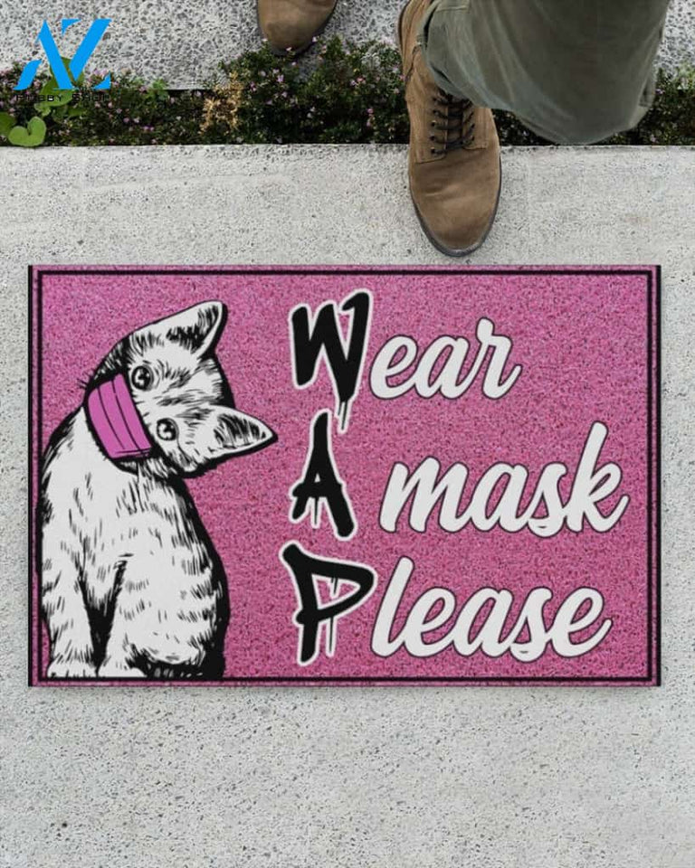 Funny Doormat Wear A Mask Please Quote Doormat Welcome Mat House Warming Gift Home Decor Gift for Cat Lovers Funny Doormat Gift Idea