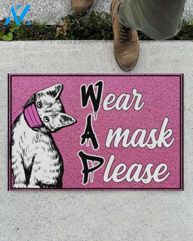 Funny Doormat Wear A Mask Please Quote Doormat Welcome Mat House Warming Gift Home Decor Gift for Cat Lovers Funny Doormat Gift Idea