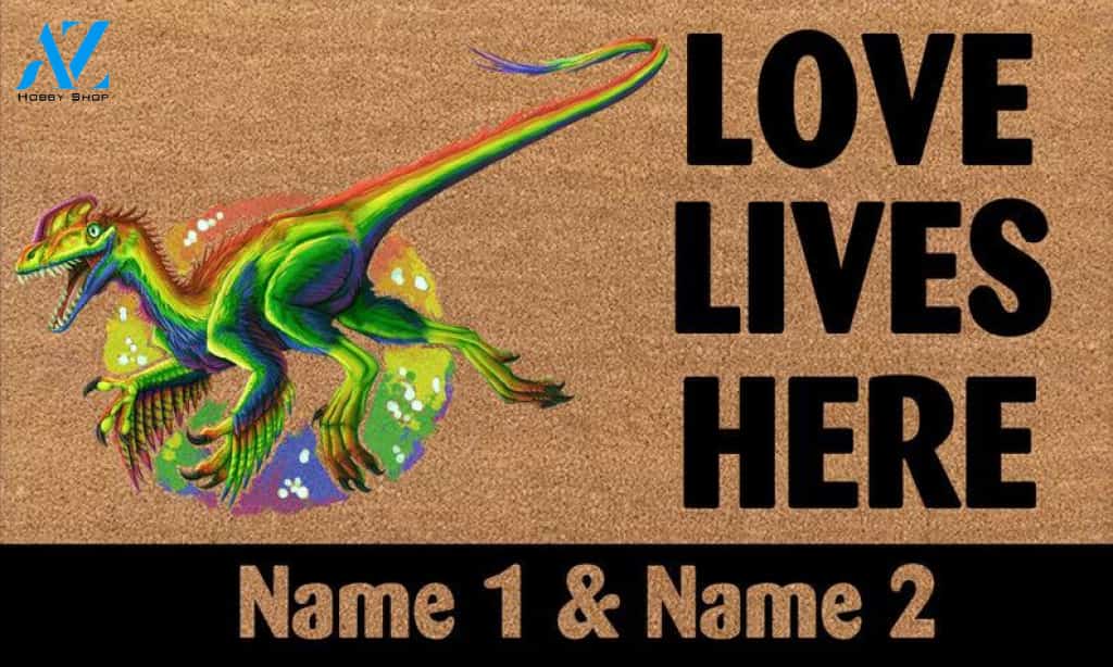 Funny Dragon Rainbow Handmade Doormat,Love Gift For LGBT,Gay Lesbian Mat,Gay ,Housewarming Gift,LGBT Gift,Custom Couple Mat,Dragon Lover Mat