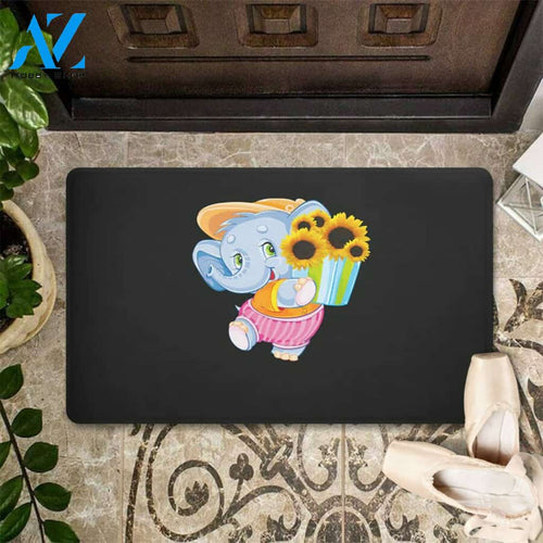 Funny Elephant And Sunflower Doormat Welcome Mat Housewarming Gift Home Decor Funny Doormat Gift Idea For Elephant Lovers