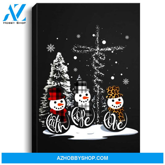 Funny Faith Hope Love Jesus Snowman Christmas Leopard Xmas Canvas Wall Art