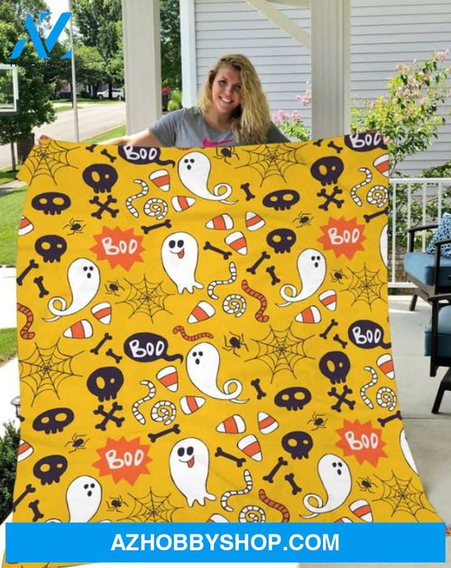 Funny Ghost Boo Halloween Gift Fleece Blanket - Sherpa Blanket