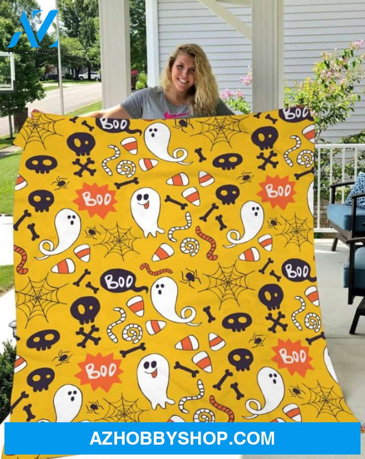 Funny Ghost Boo Halloween Gift Fleece Blanket - Sherpa Blanket