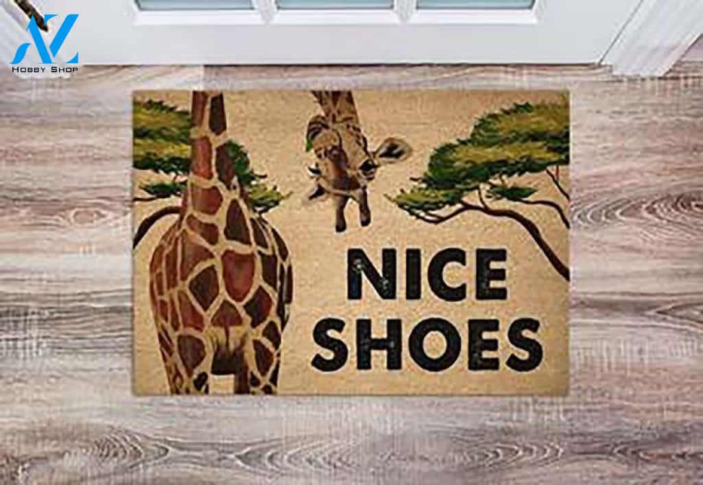 Funny Giraffe Nice Shoe Doormat, Giraffe Lover Doormat, Funny Giraffe Saying Welcome Doormat, Lovely Giraffe Outdoor Mat, Housewarming Gift
