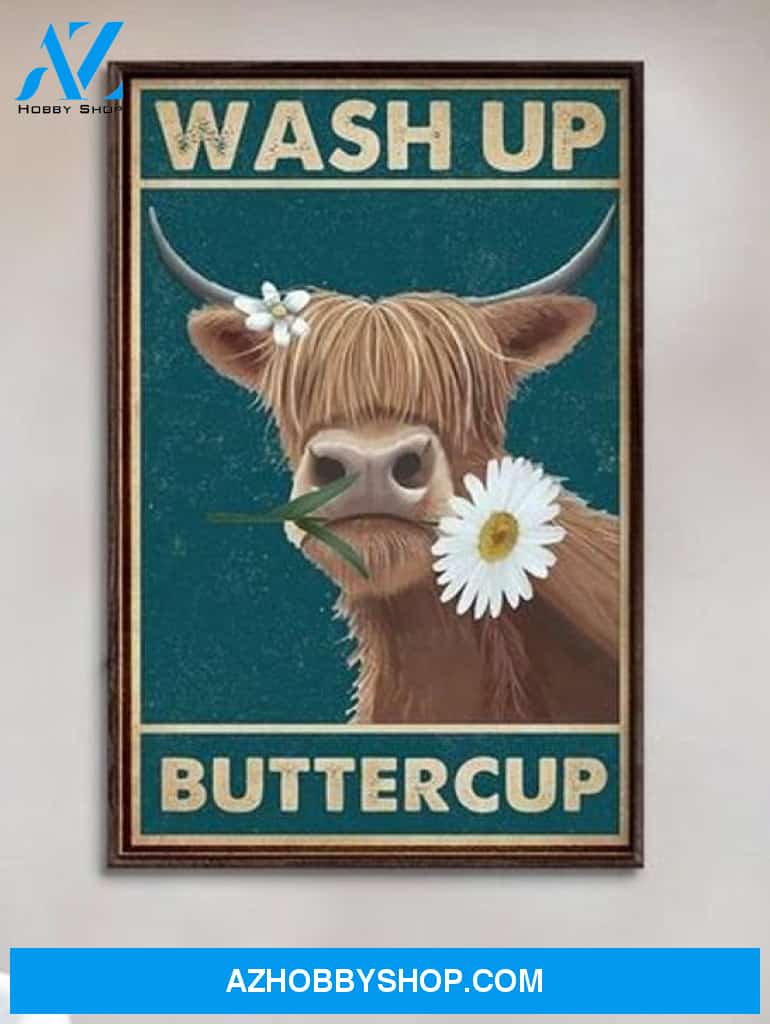 Funny Highland Cattle Wash Up Buttercup Canvas And Poster, Wall Decor Visual Art