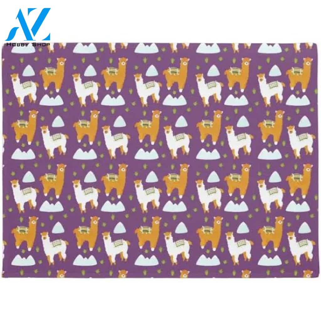 Funny Joy Mountain Winter Holiday Alpaca Llamas Doormat Welcome Mat House Warming Gift Home Decor Funny Doormat Gift Idea