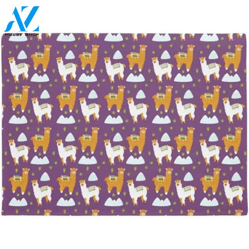Funny Joy Mountain Winter Holiday Alpaca Llamas Doormat Welcome Mat House Warming Gift Home Decor Funny Doormat Gift Idea
