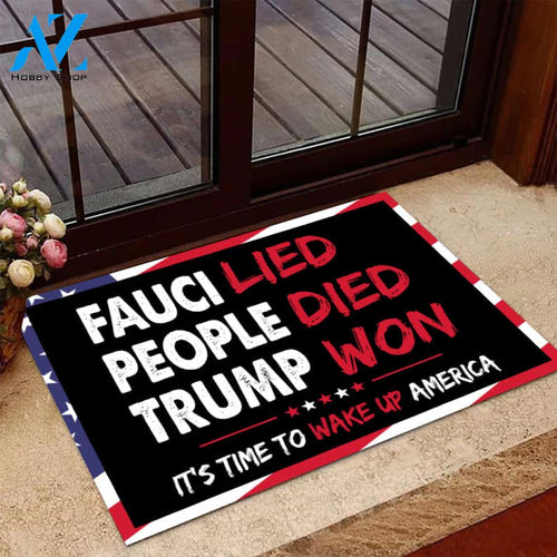 Funny Mat SayingsFauci Lied People Died Trump Won Doormat