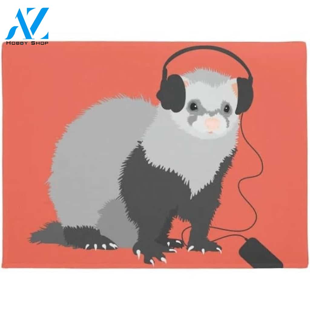 Funny Music Lover Ferret Doormat Welcome Mat Doormat Warm House Gift Welcome Mat Gift for Friend Family