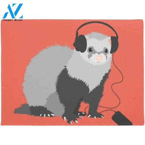 Funny Music Lover Ferret Doormat Welcome Mat Doormat Warm House Gift Welcome Mat Gift for Friend Family