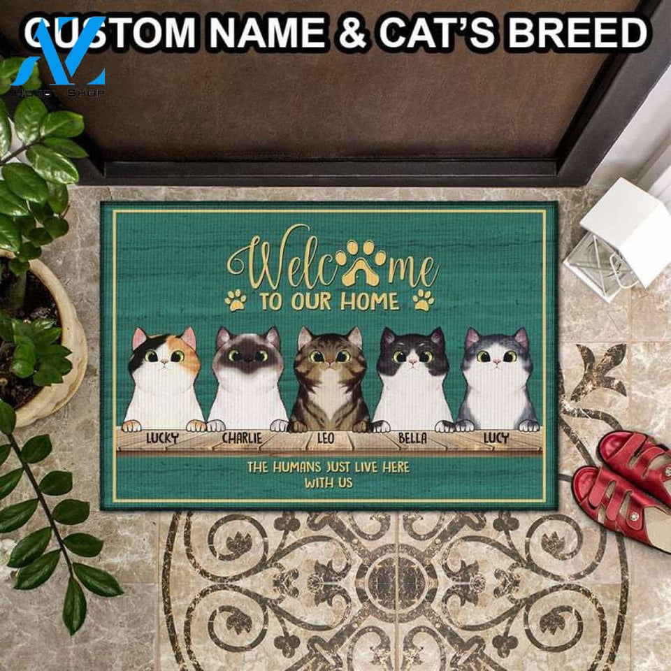Funny Personalized Cat Doormat, Welcome To Our Home Doormat, Cute Cat Doormat, Cat Lover Doormat, Welcome Mat, Funny Doormat, Cat Owner Gift