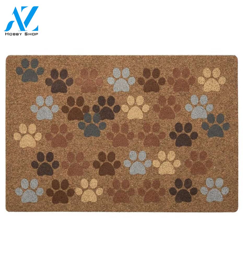 Funny Pet Lover Gift - Pet Paw Print Heart Doormat Welcome Mat House Warming Gift Home Decor Gift for Dog Lovers Funny Doormat Gift Idea