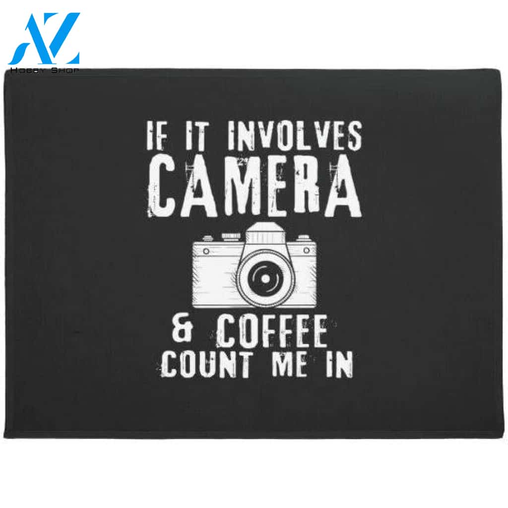 Funny Photography Coffee And Camera Lover Photographer Doormat Warm House Gift Welcome Mat Gift for Friend Family