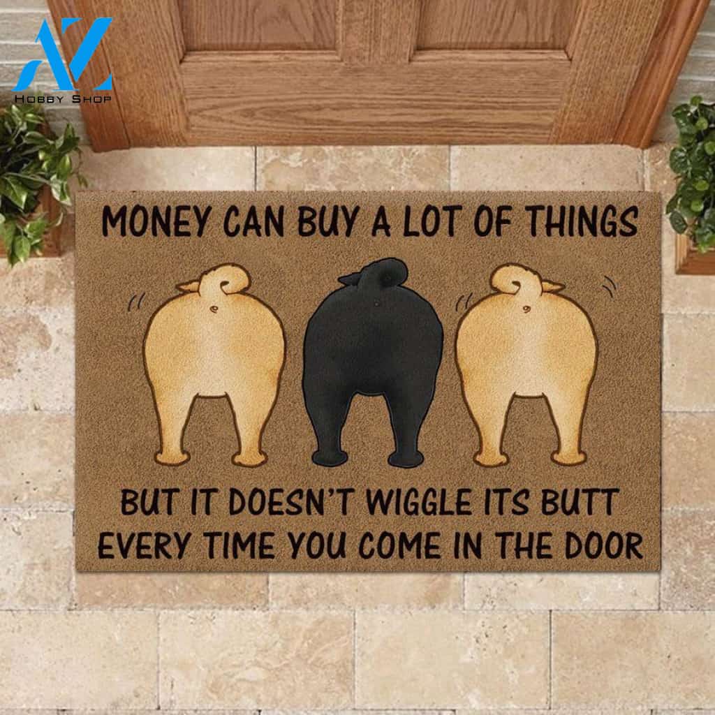 Funny Pug Wiggle DoorMat | Felt And Rubber | 40x60 cm | 45x75 cm | 60x90 cm | Colorful | DO1634