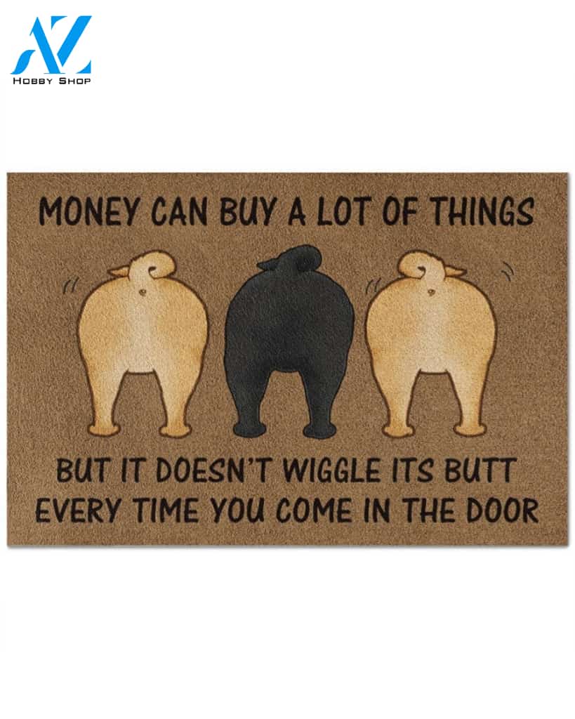 Funny Pug Wiggle DoorMat | Felt And Rubber | 40x60 cm | 45x75 cm | 60x90 cm | Colorful | DO1634