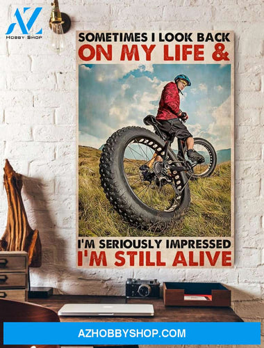 Funny Quote Bicycle Look Back On My Life Still Alive Wall Art Canvas Prints