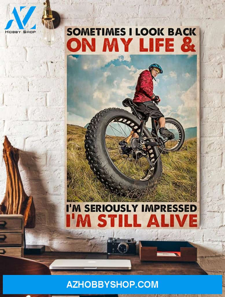 Funny Quote Bicycle Look Back On My Life Still Alive Wall Art Canvas Prints