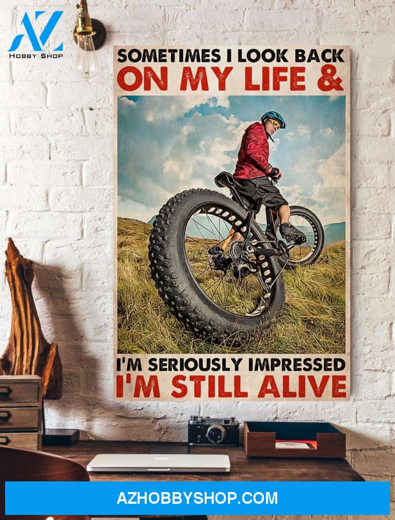 Funny Quote Bicycle Look Back On My Life Still Alive Wall Art Canvas Prints