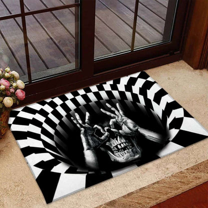 FUNNY SKULL ILLUSION DOORMAT